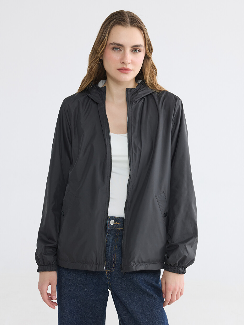 Hooded Women's Reversible Raincoat-1
