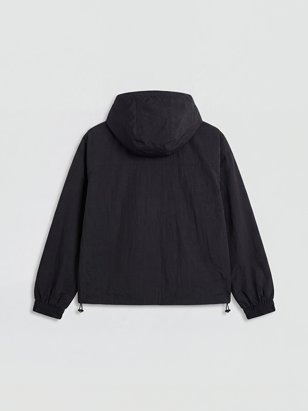 Siyah Kapüşonlu Oversize Kadın Yağmurluk-6