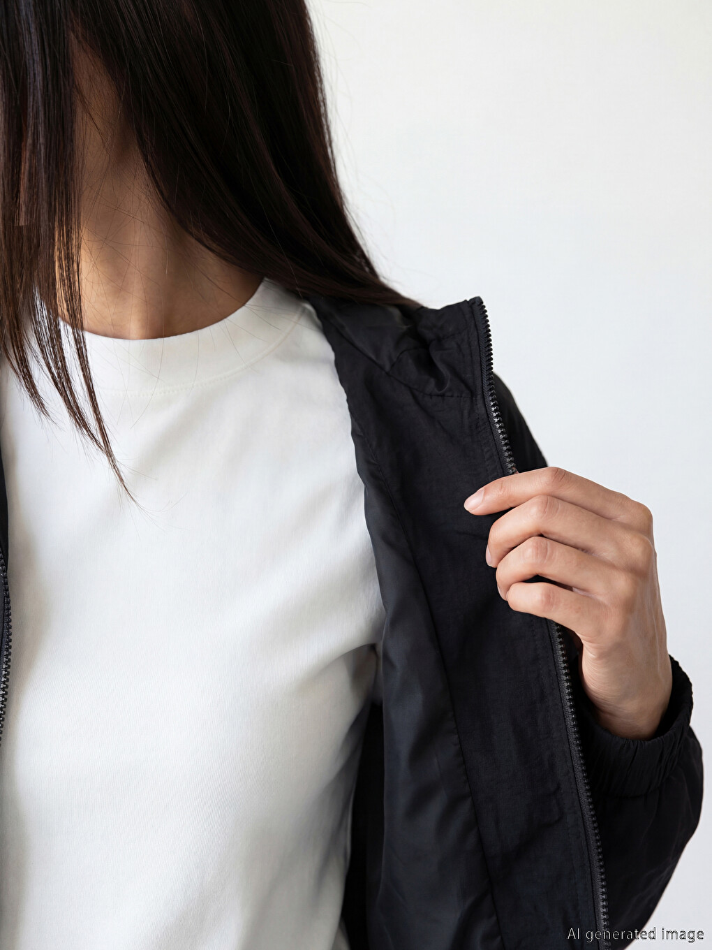 Siyah Kapüşonlu Oversize Kadın Yağmurluk-3