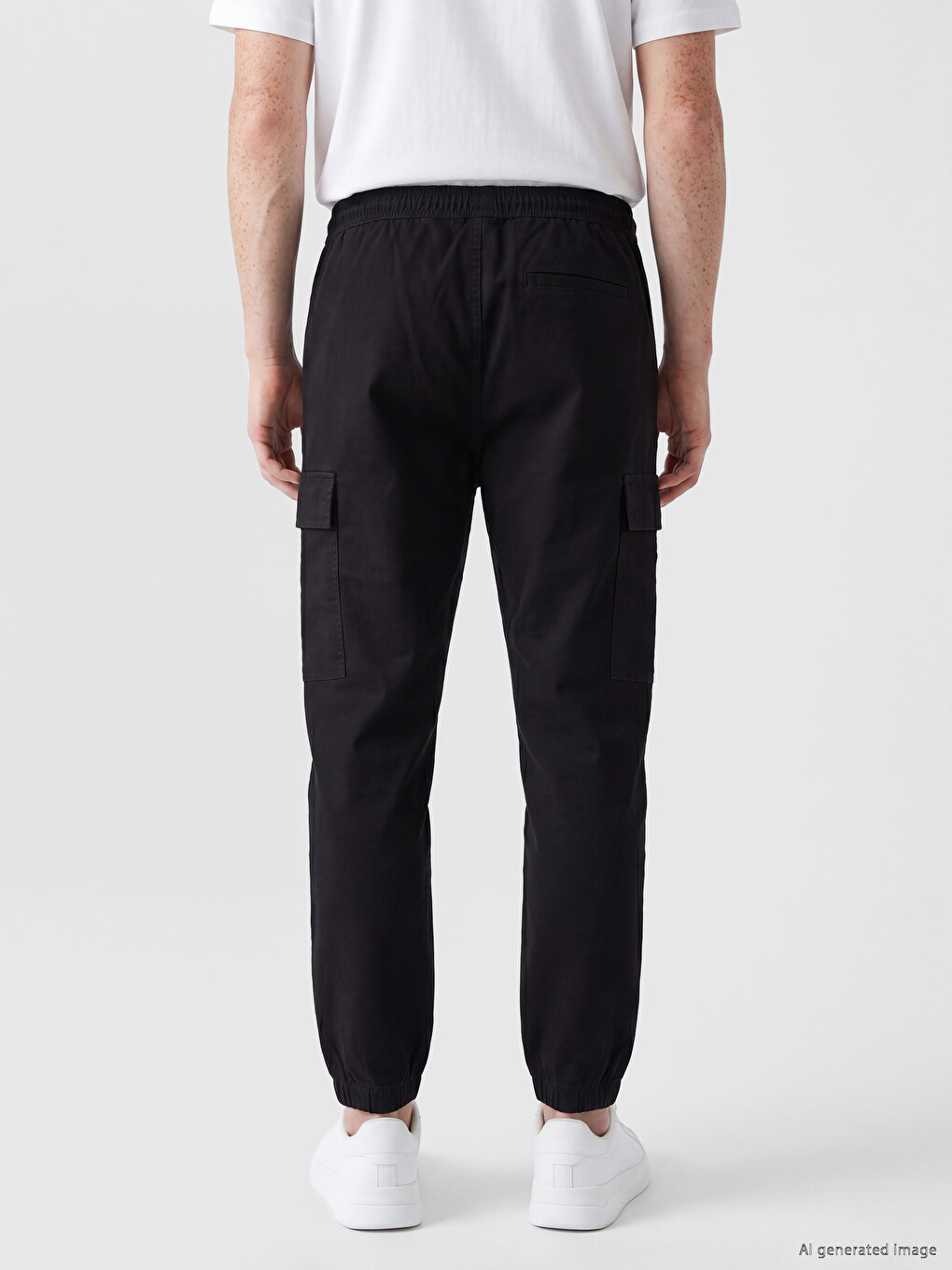 Siyah Regular Fit Gabardin Erkek Kargo Pantolon-3