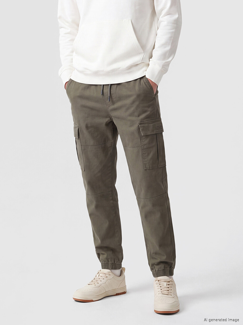 Haki Regular Fit Gabardin Erkek Kargo Pantolon