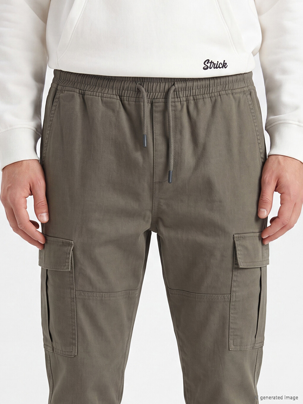 Haki Regular Fit Gabardin Erkek Kargo Pantolon-2