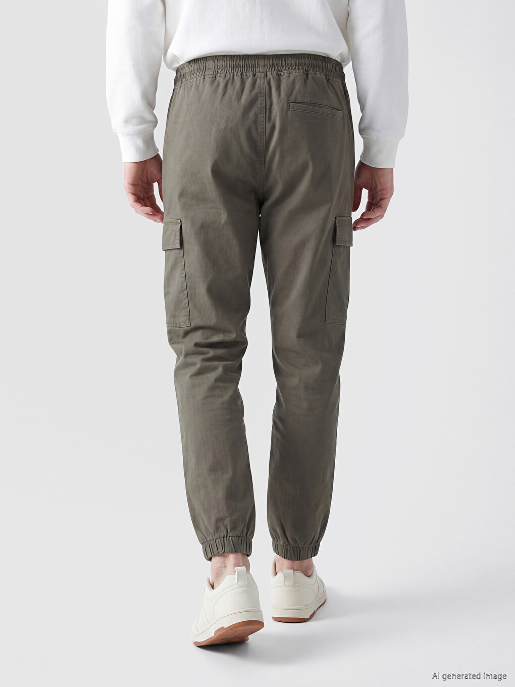 Haki Regular Fit Gabardin Erkek Kargo Pantolon-3