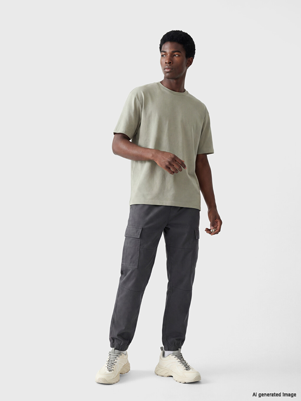 Regular Fit Gabardine Men's Cargo Trousers-1
