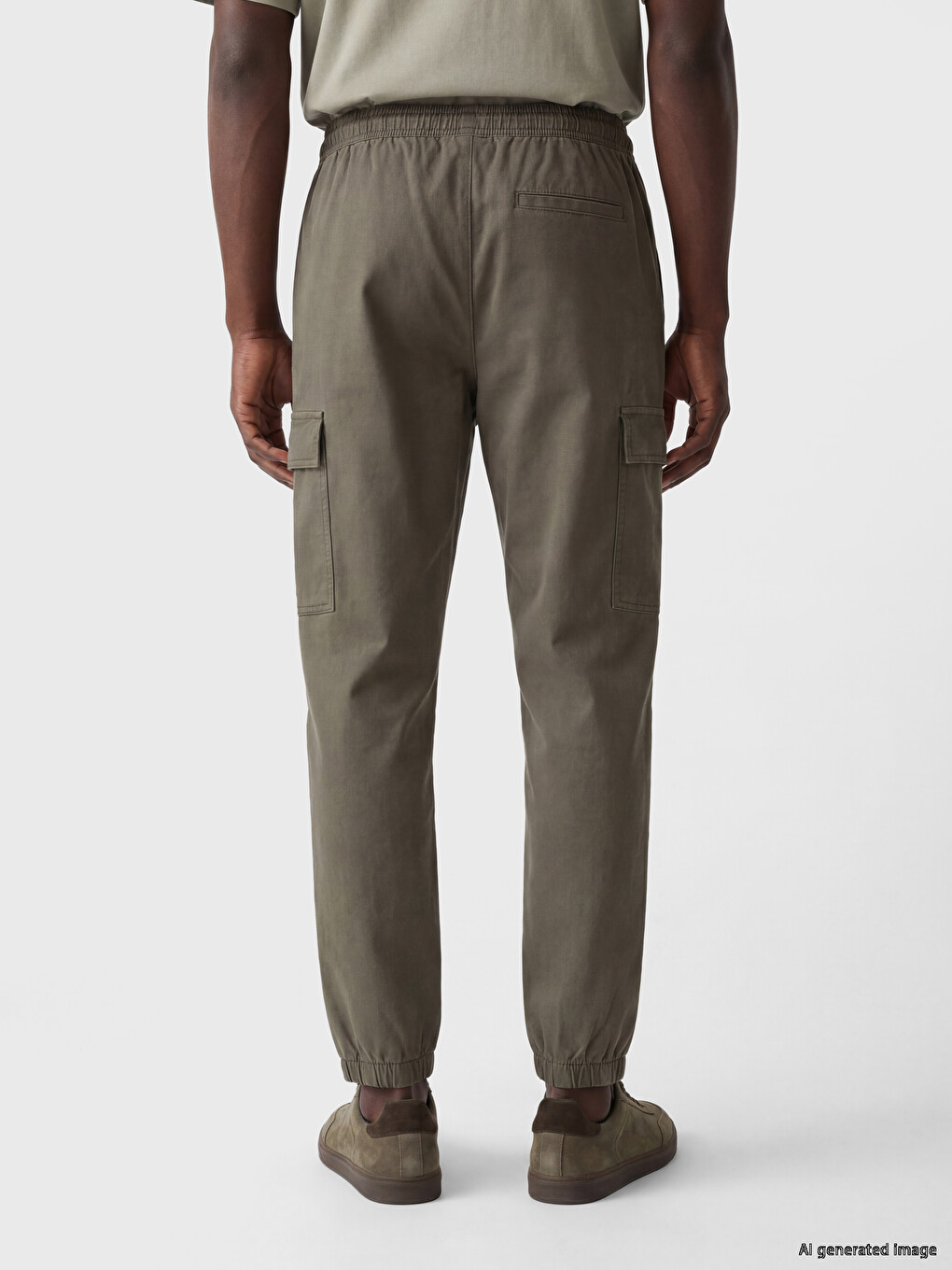 რეგულარული მოყვანილობის გაბარდინის მამაკაცის Cargo შარვალი-3
