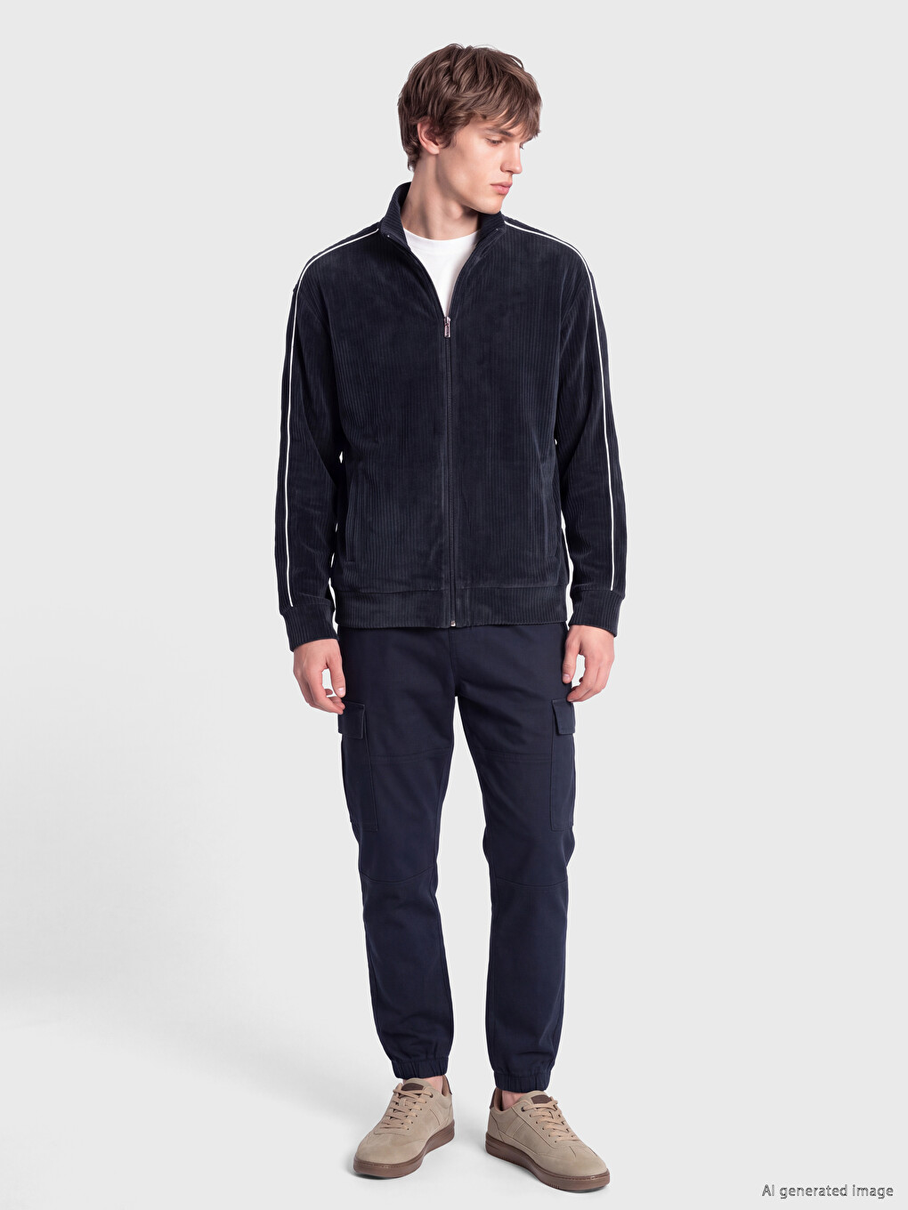 Regular Fit Gabardine Men's Cargo Trousers-4