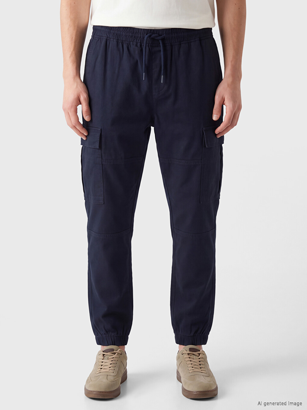 Regular Fit Gabardine Men's Cargo Trousers-5