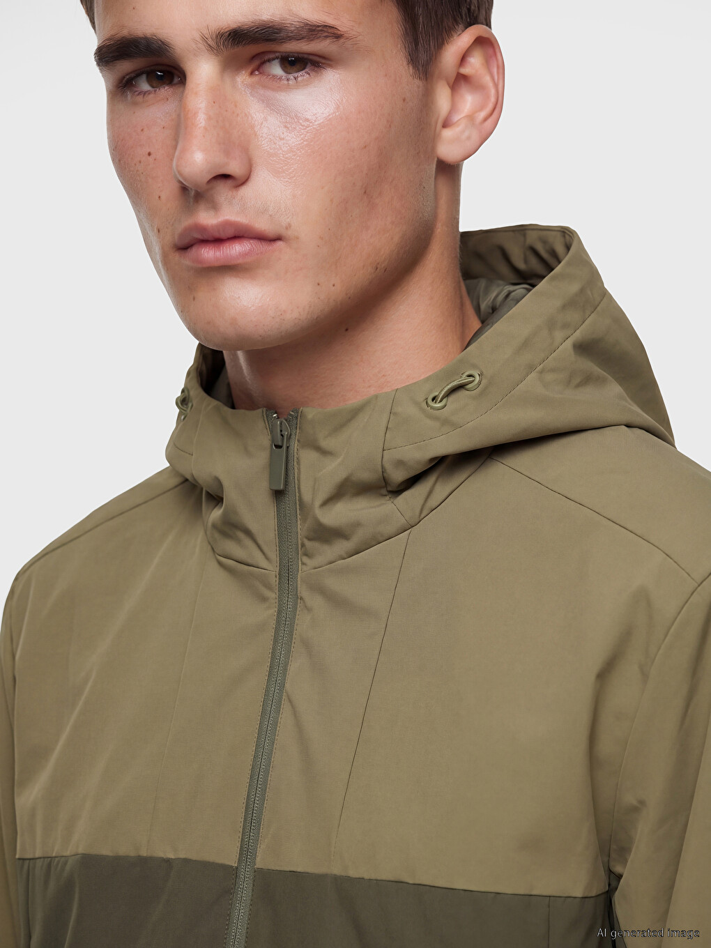 Man Green Raincoat-2