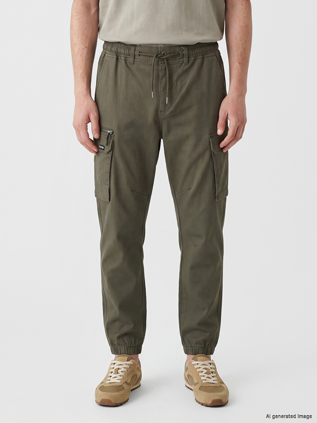 Regular Fit Gabardine Men's Cargo Trousers-1