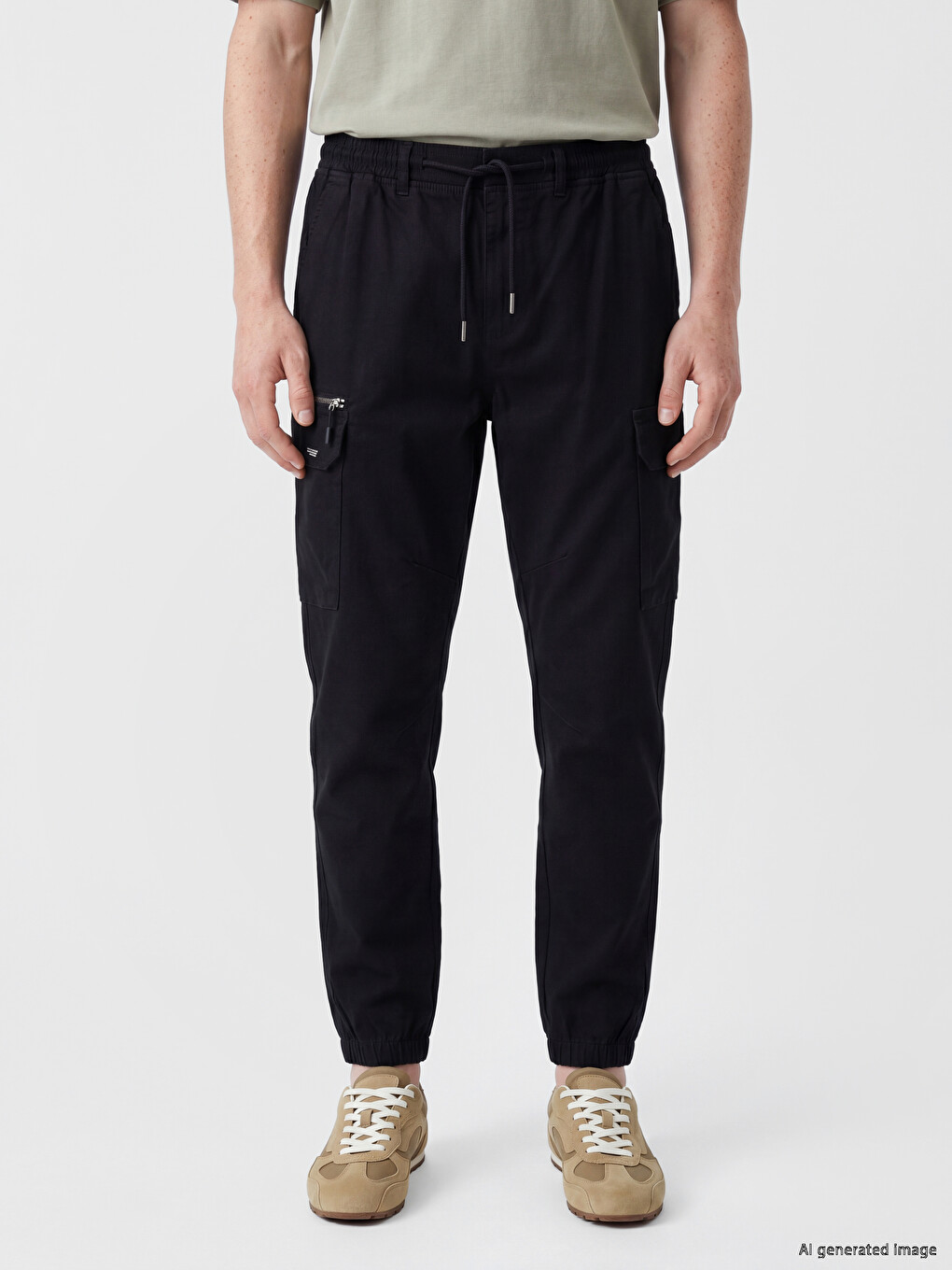 Regular Fit Gabardine Men's Cargo Trousers-1