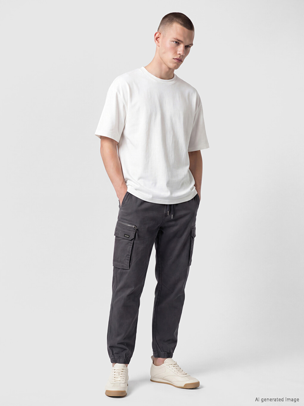 Regular Fit Gabardine Men's Cargo Trousers-1