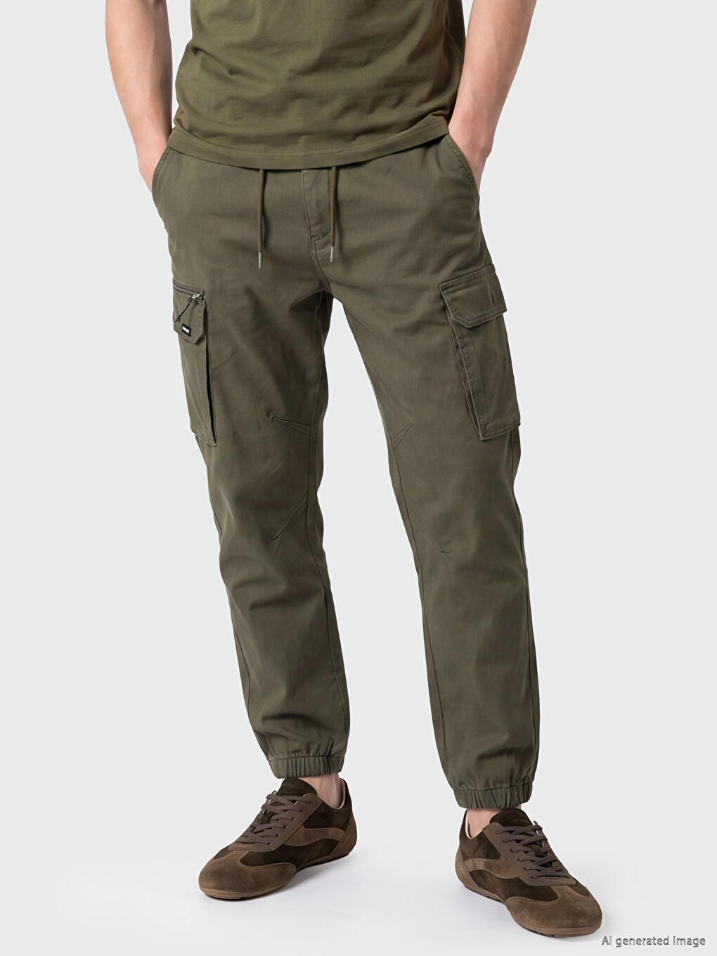 Regular Fit Gabardine Men's Cargo Trousers