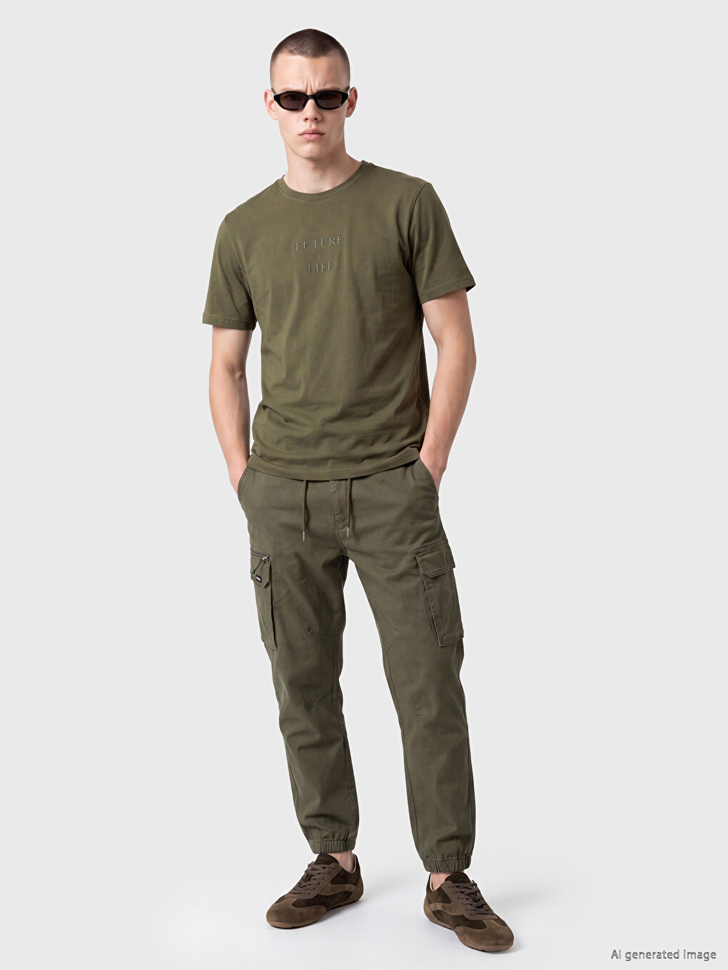 Regular Fit Gabardine Men's Cargo Trousers-1