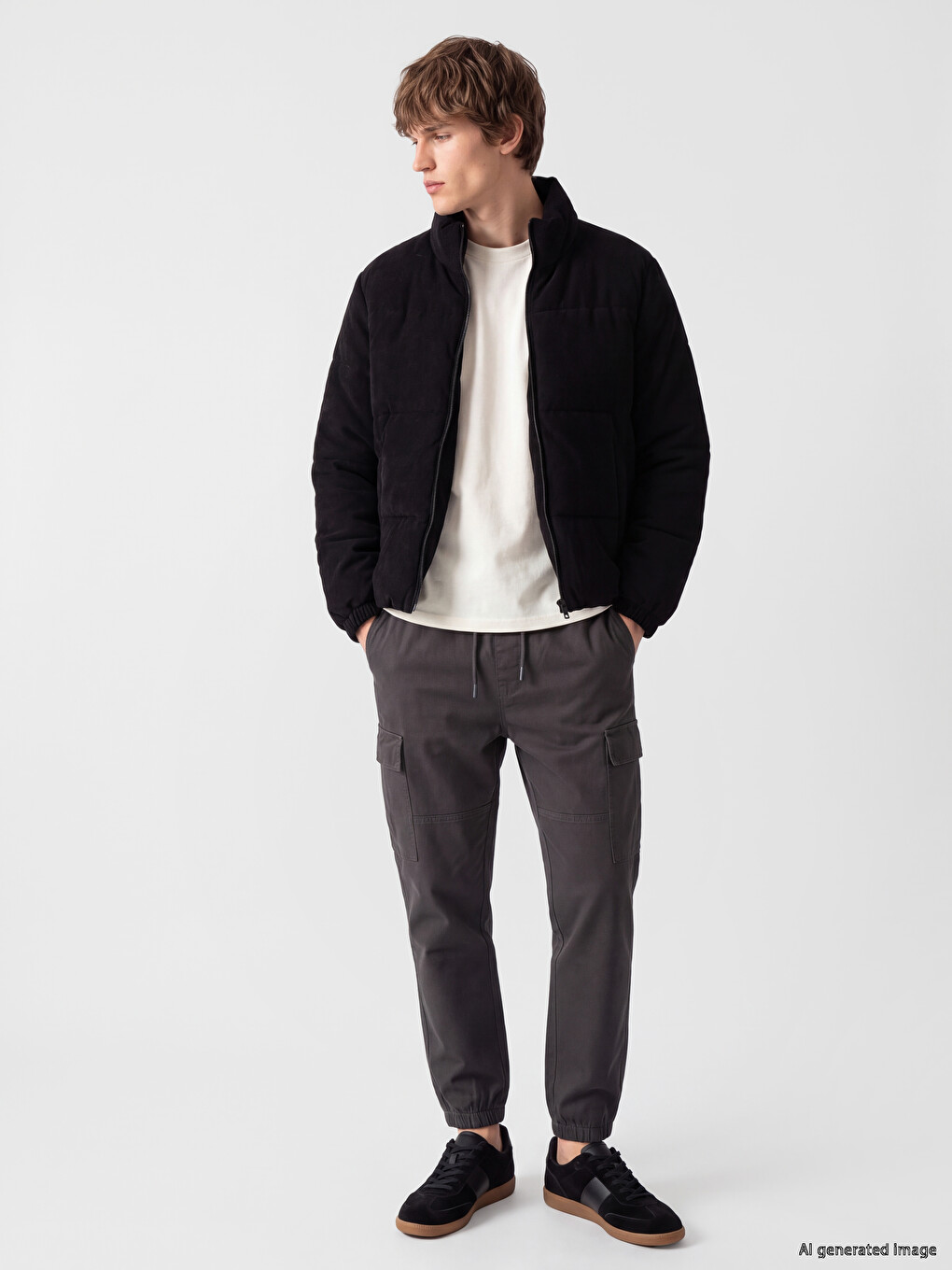 Pantaloni Cargo Bărbați Regular Fit Din Gabardină