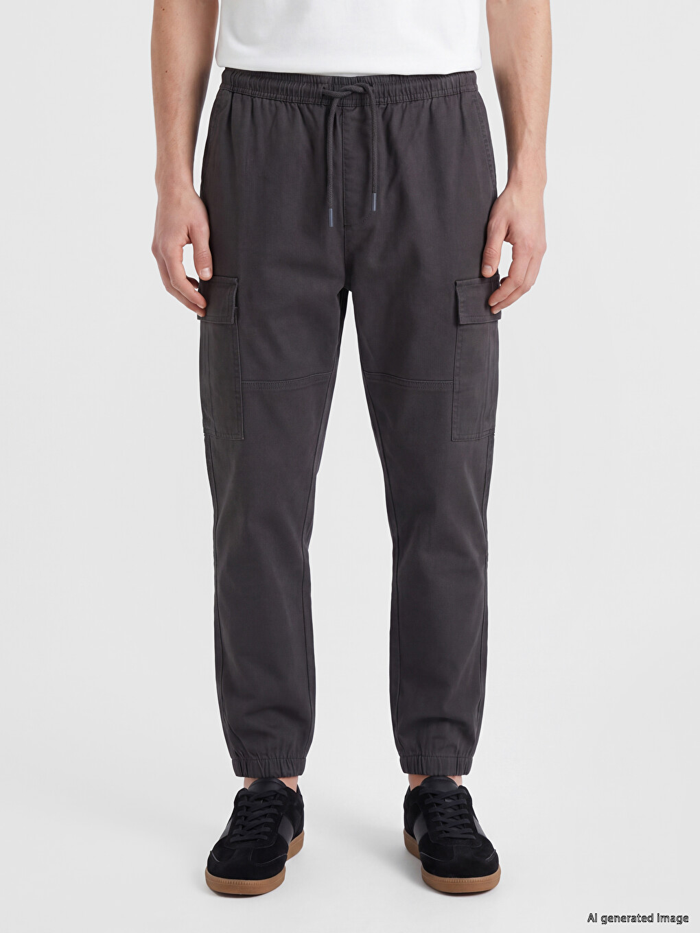 Pantaloni Cargo Bărbați Regular Fit Din Gabardină-1