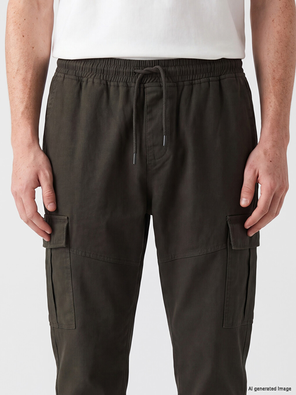 Yeşil Regular Fit Gabardin Erkek Kargo Pantolon-2