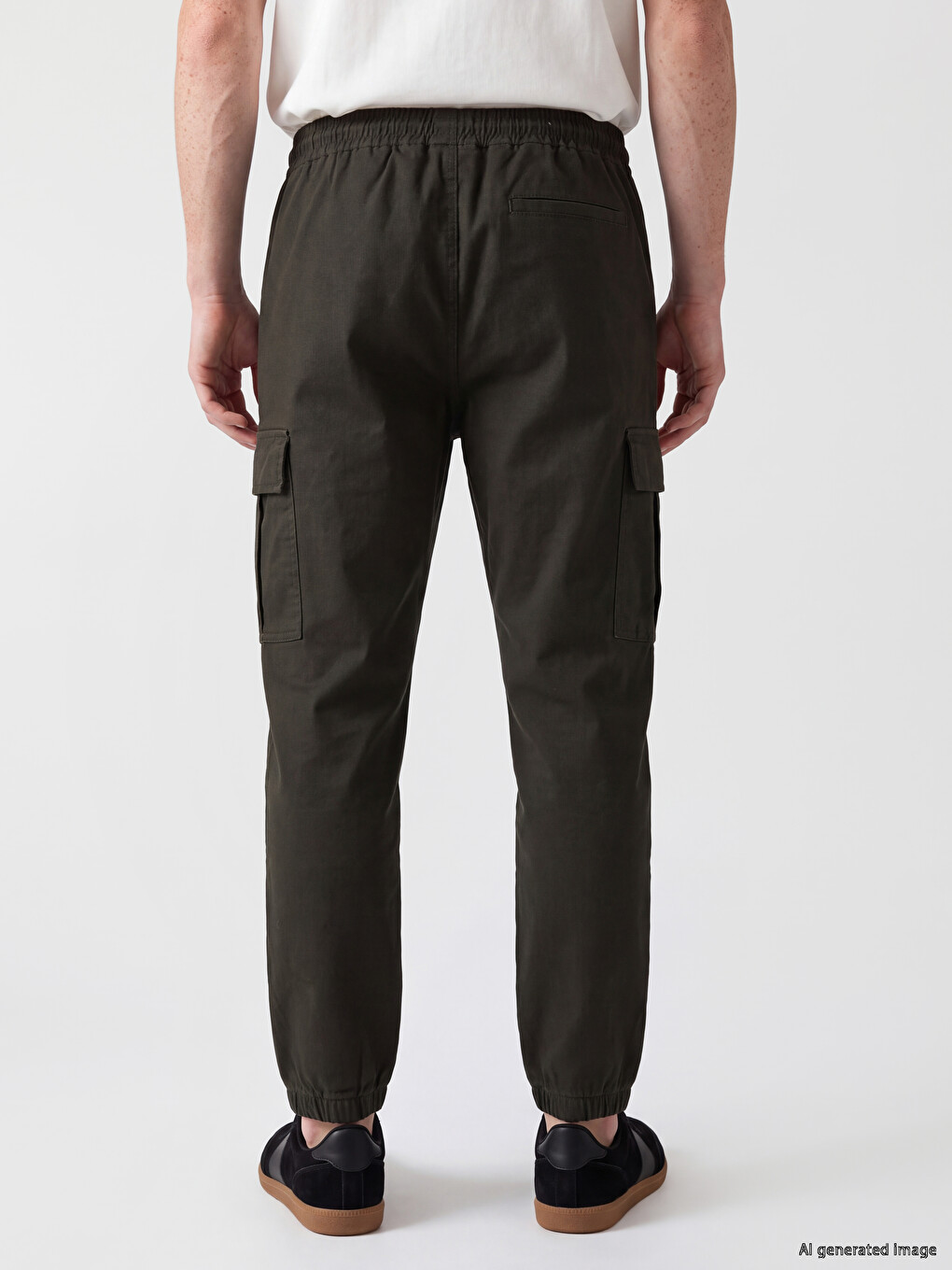 Yeşil Regular Fit Gabardin Erkek Kargo Pantolon-3
