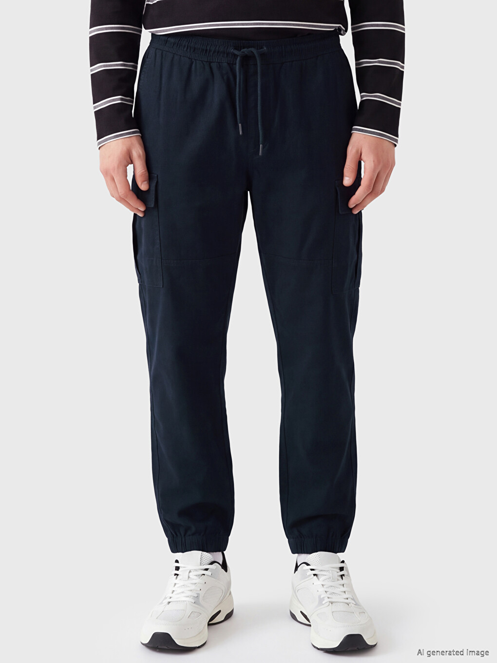 Lacivert Gabardin Erkek Kargo Pantolon-1