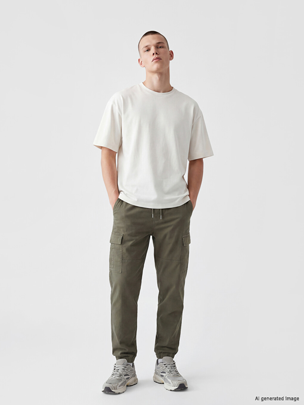 Man Khaki Jogger Trousers