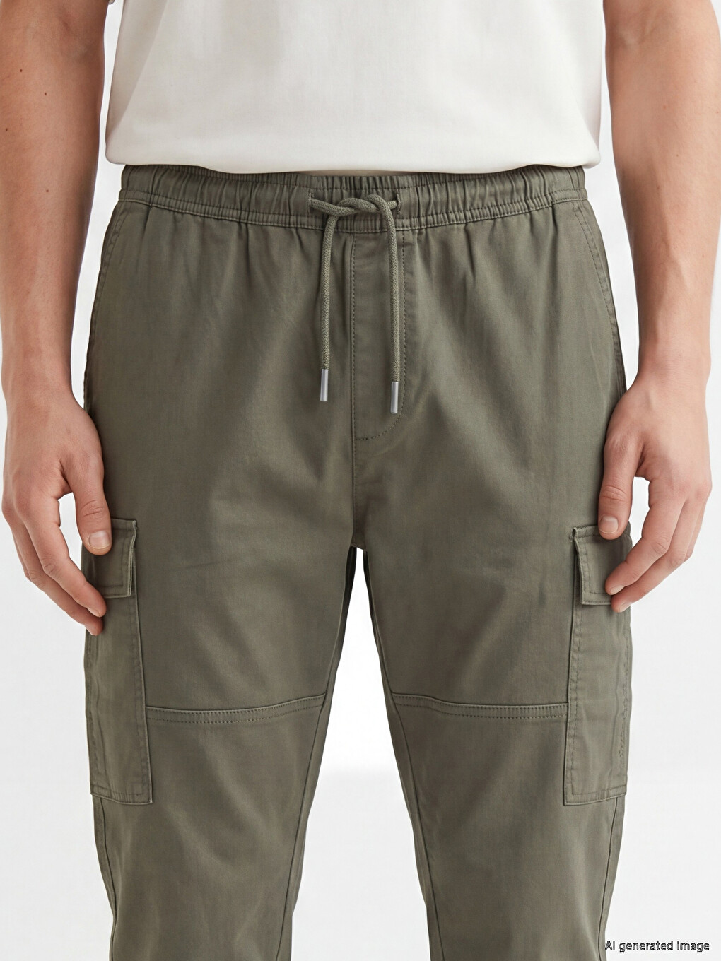 Man Khaki Jogger Trousers-2