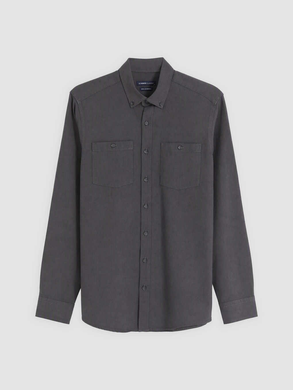 Antrasit Rrgular Fit Gabardin Erkek Gömlek