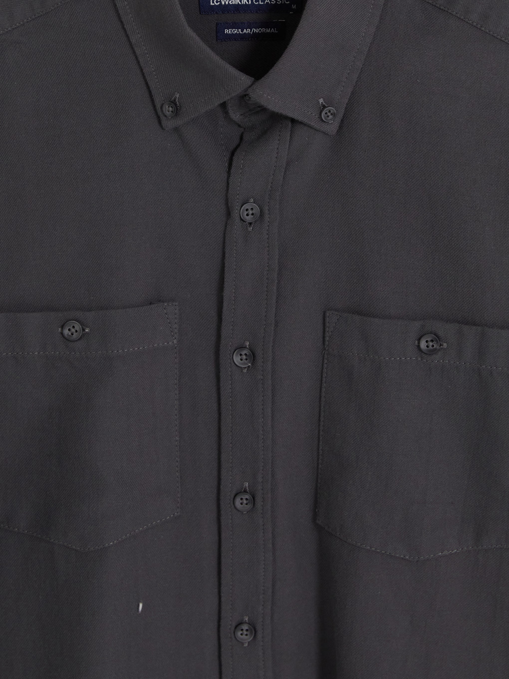 Antrasit Rrgular Fit Gabardin Erkek Gömlek-2