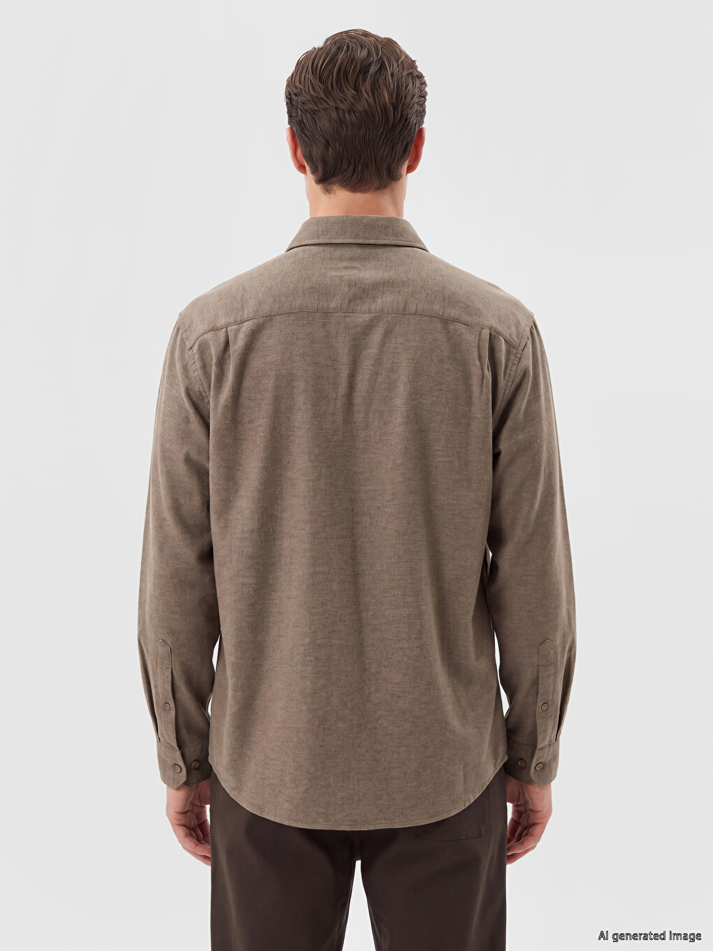 Kahverengi Regular Fit Gabardin Erkek Gömlek-3