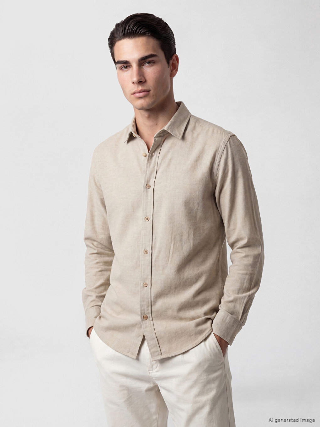 Man Beige Shirt