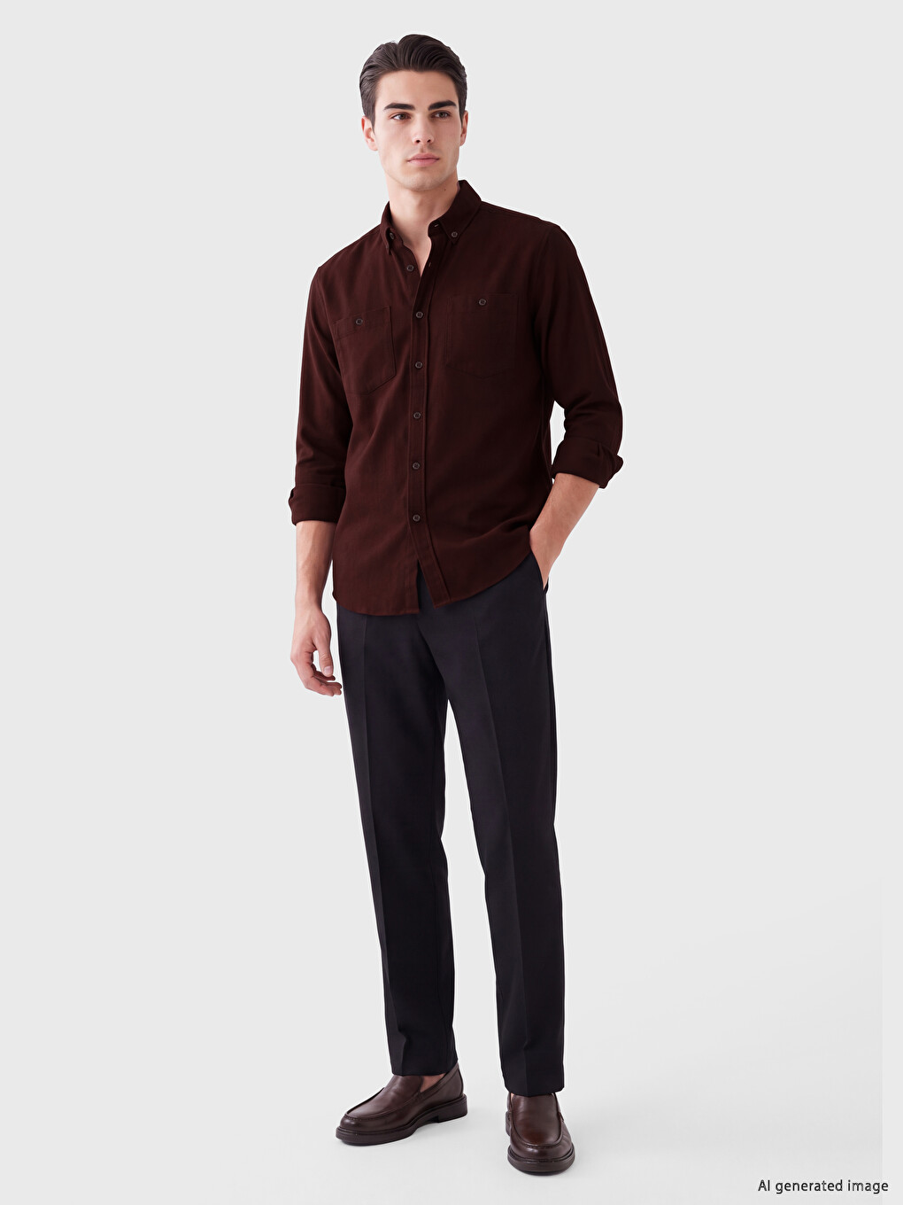 Bordo Regular Fit Gabardin Erkek Gömlek-1