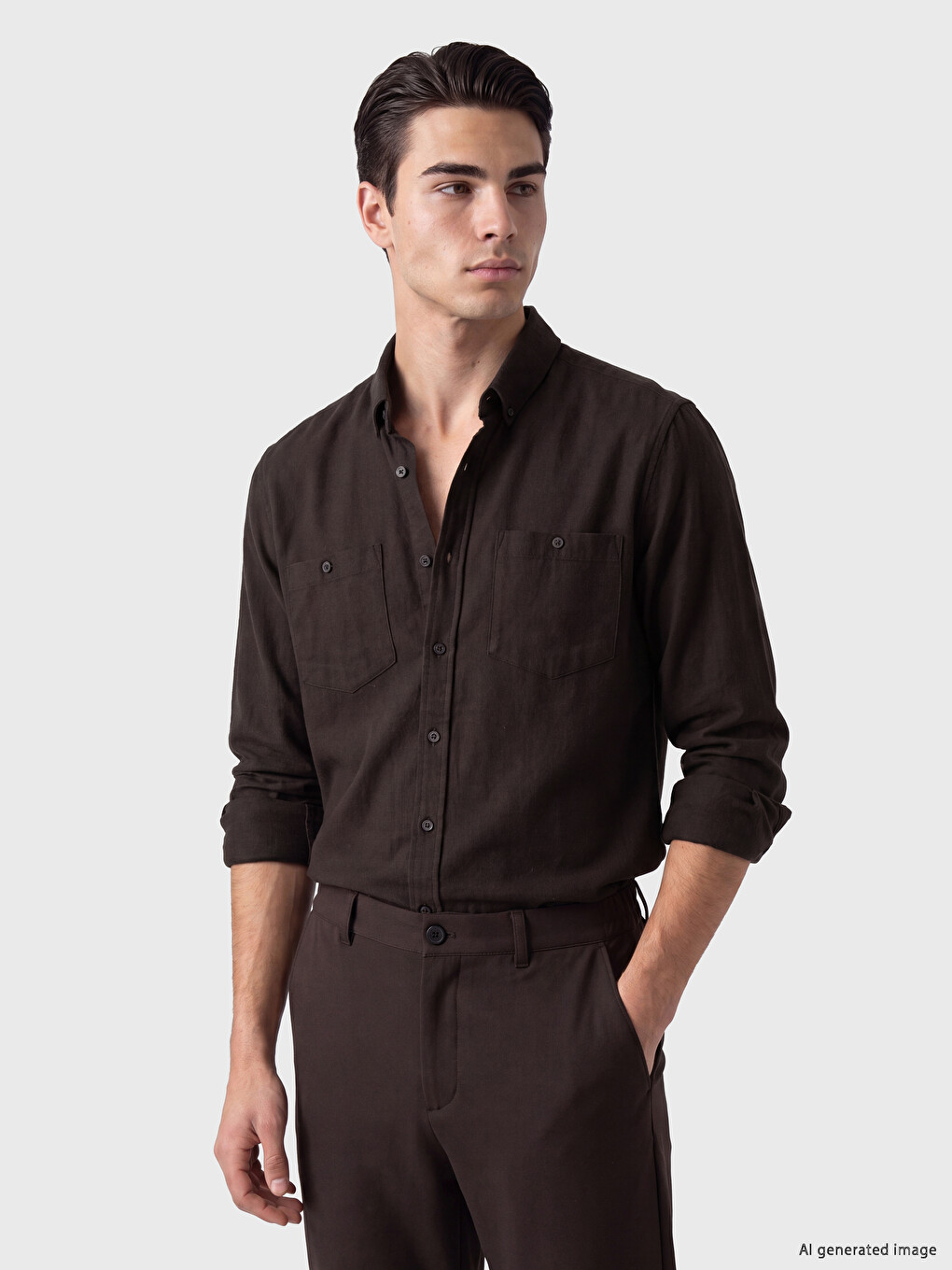 Man Brown Shirt