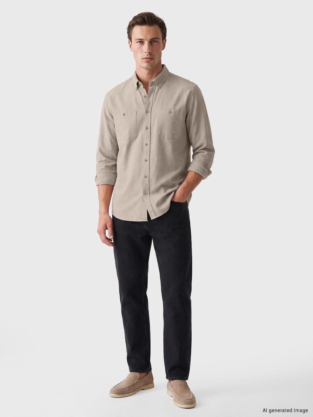 Chemise Beige Homme-1