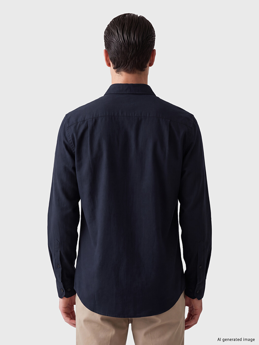 Lacivert Regular Fit Poplin Erkek Gömlek-2