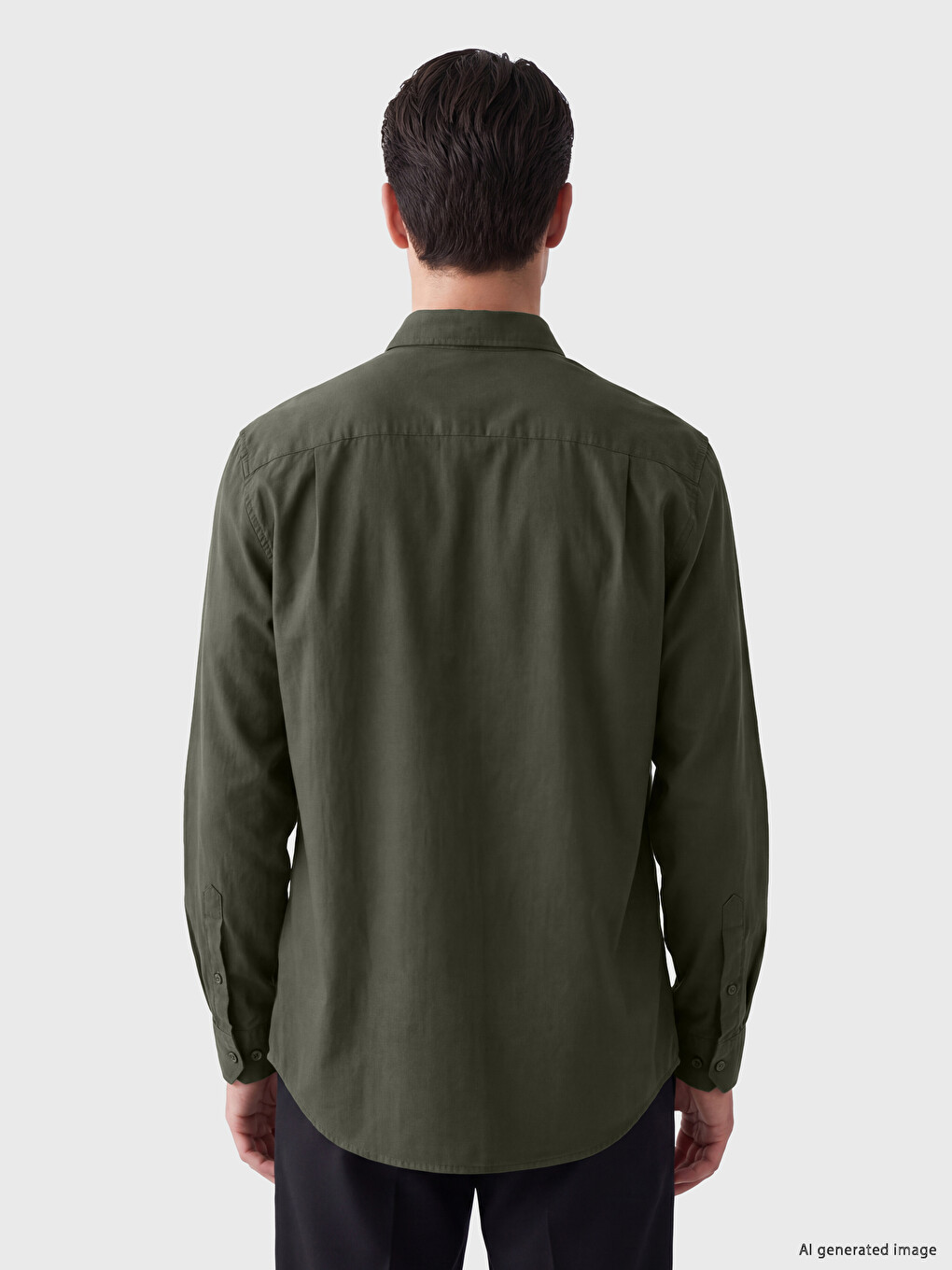 Yeşil Regular Fit Poplin Erkek Gömlek-2