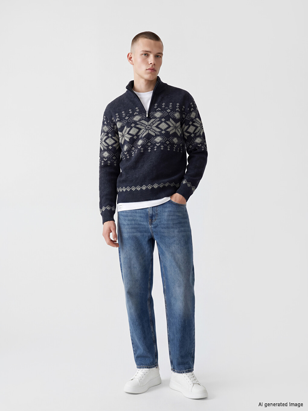Mock Neck Men's Knitwear Sweater-1