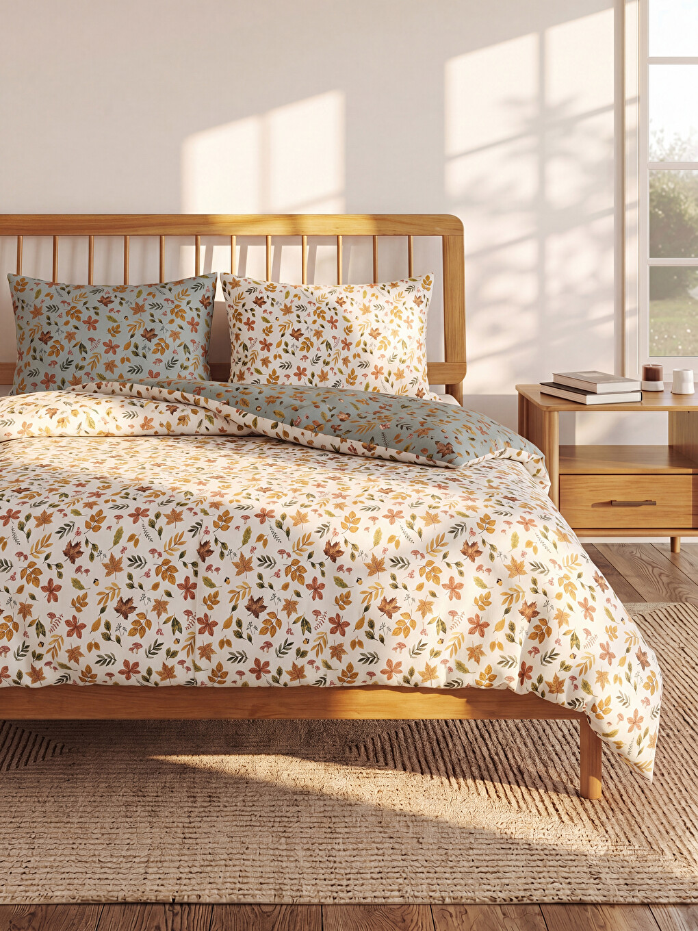 Flower Patterned Double Person Duvet Cover Set