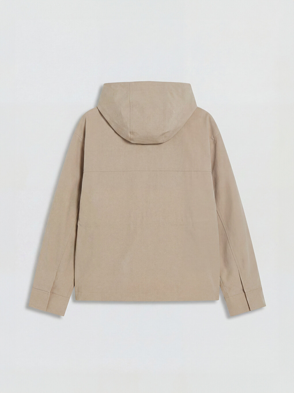 Bej Kapüşonlu Oversize Kadın Yağmurluk-4