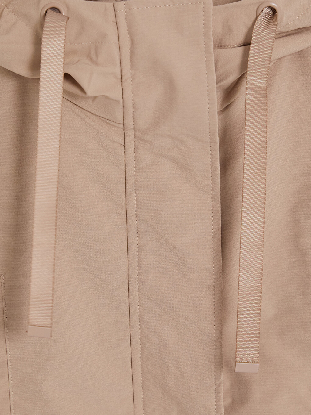 Bej Kapüşonlu Oversize Kadın Yağmurluk-6