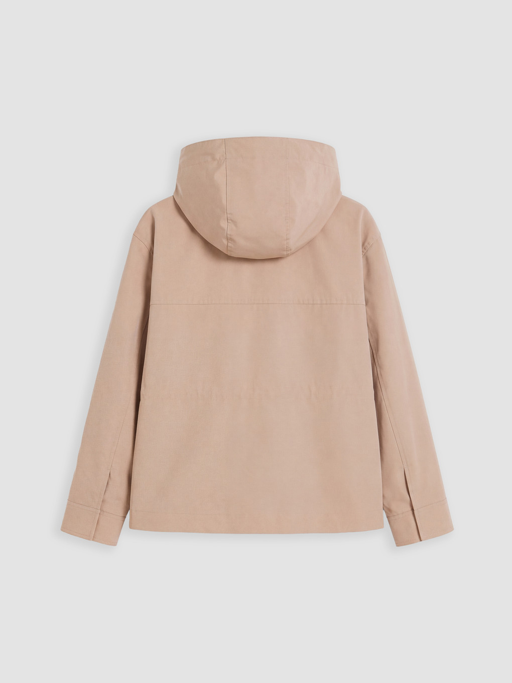 Bej Kapüşonlu Oversize Kadın Yağmurluk-7