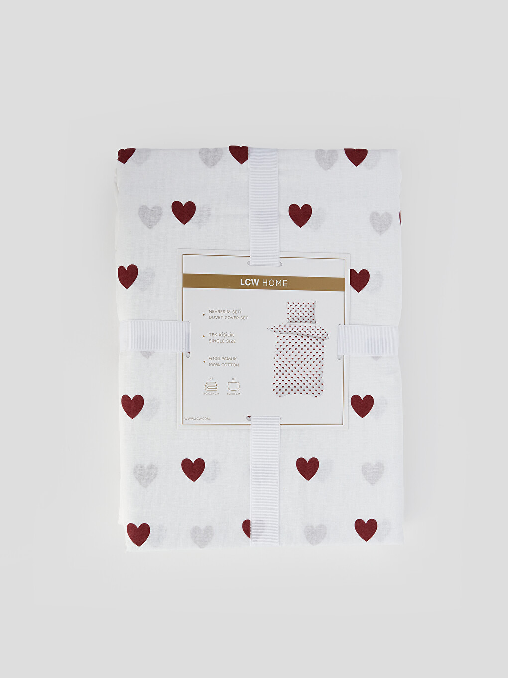 Heart Patterned Single Duvet Cover Set-1