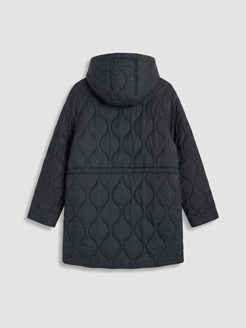 Siyah Kapüşonlu Oversize Kadın Şişme Mont-7
