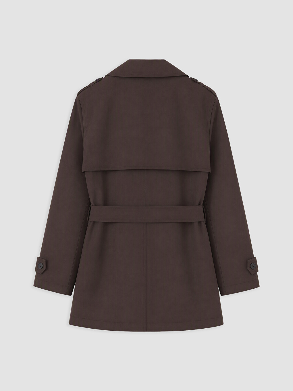 Double Breasted Collar Waist Belted Women's Trench Coat-4