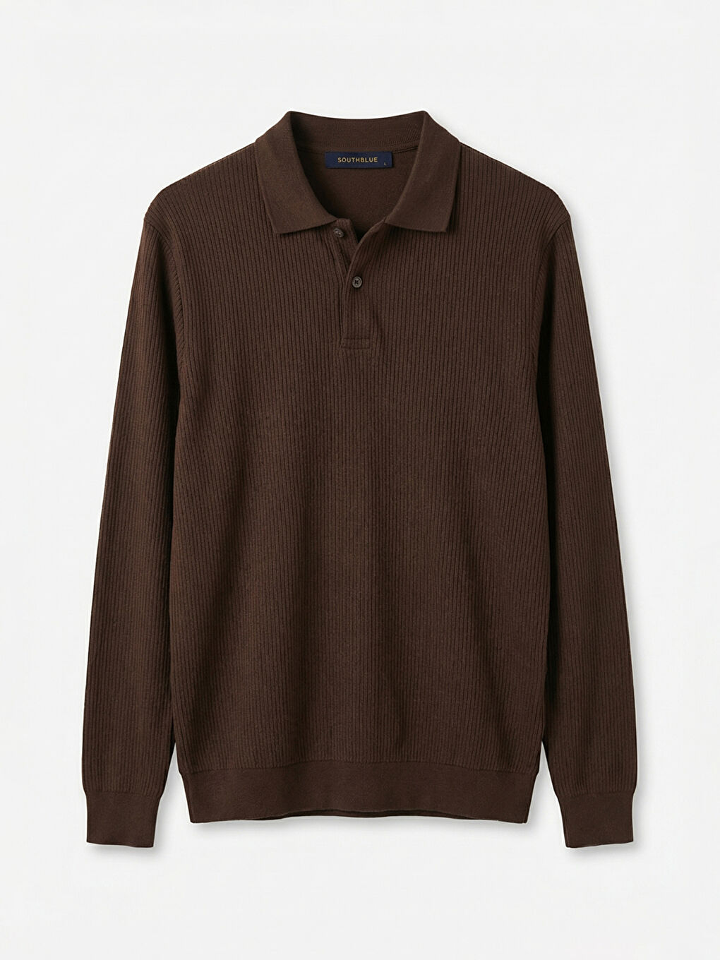 Kahverengi Polo Yaka Erkek Sweatshirt