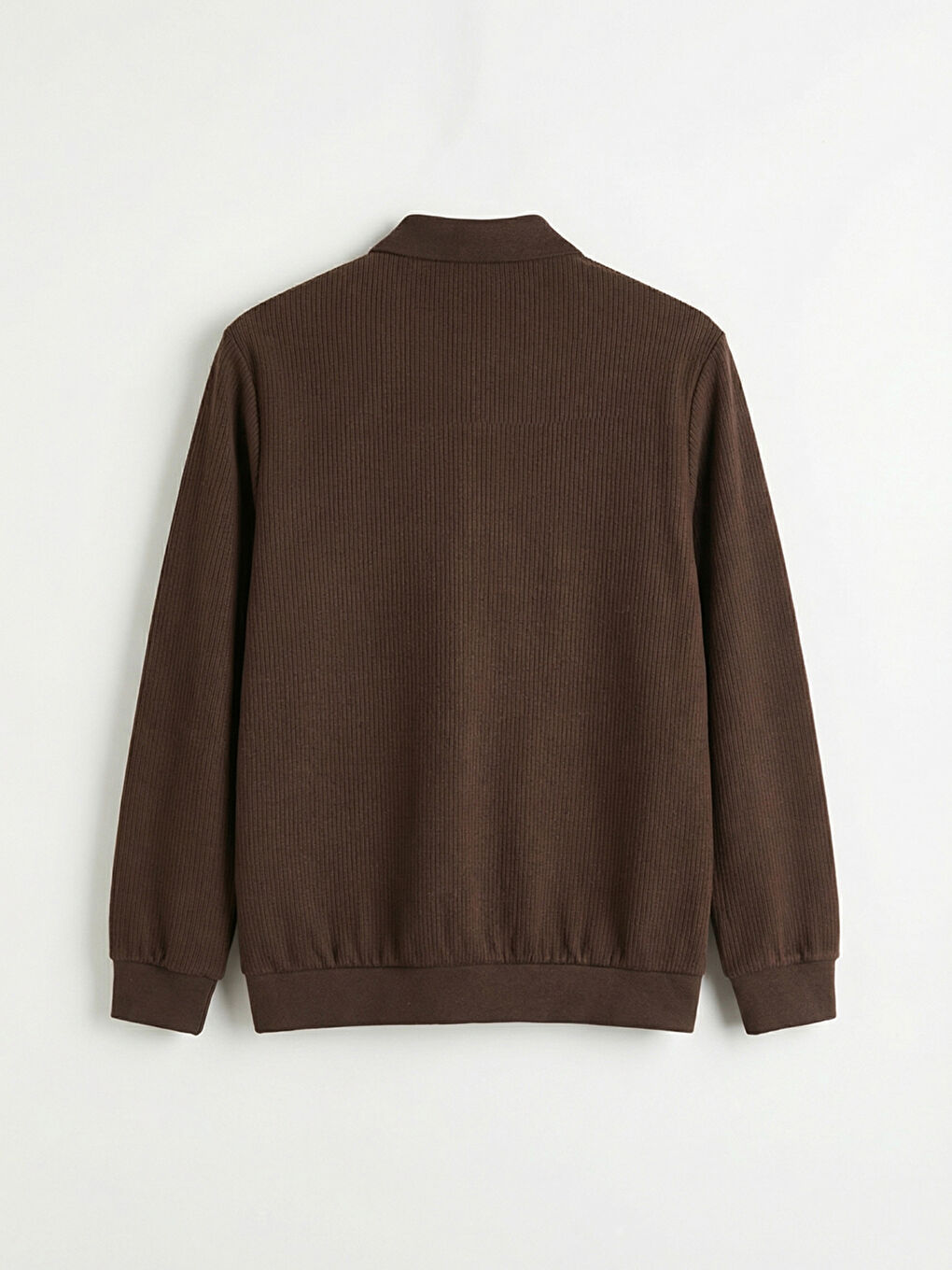 Kahverengi Polo Yaka Erkek Sweatshirt-1
