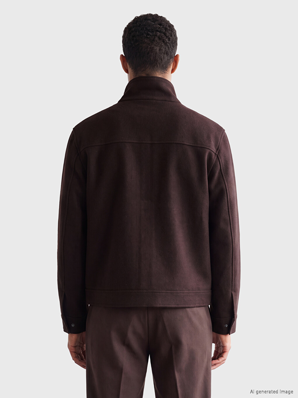 Kahverengi Regular Fit Dik Yaka Erkek Mont-2