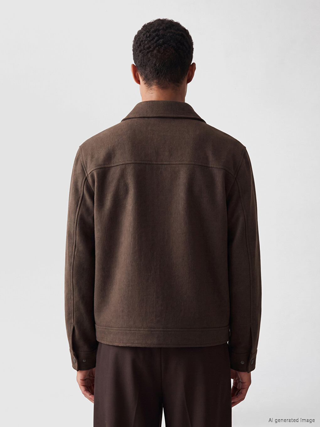 Kahverengi Regular Fit Dik Yaka Erkek Mont-3