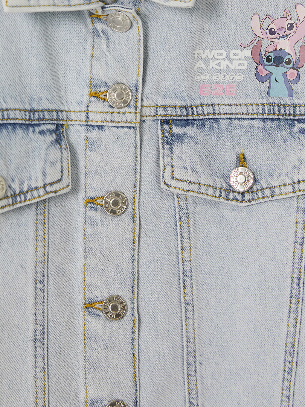 Mavi Stitch Baskılı Kız Çocuk Jean Ceket-1