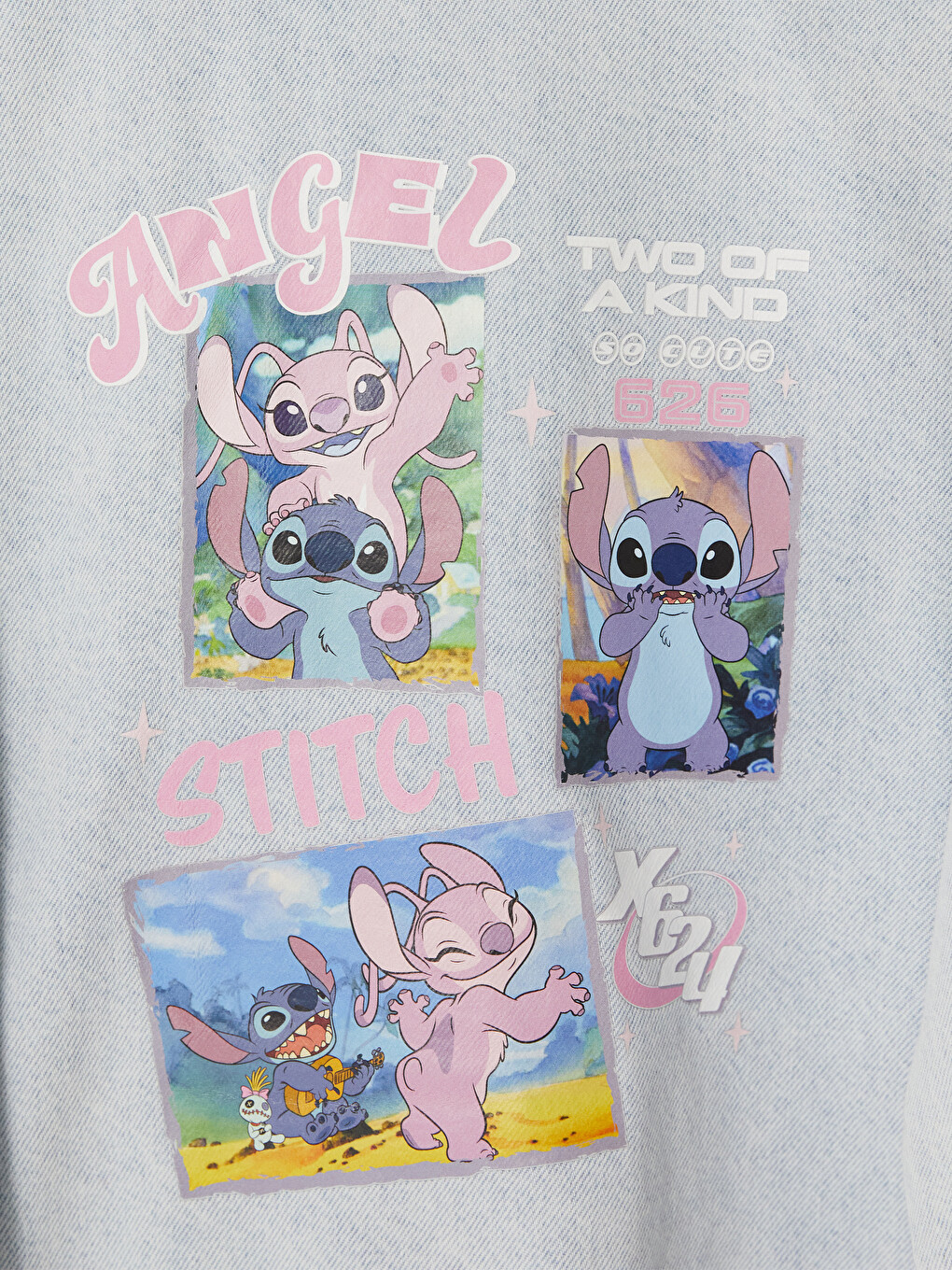 Stitch Baskılı Kız Çocuk Jean Ceket-5