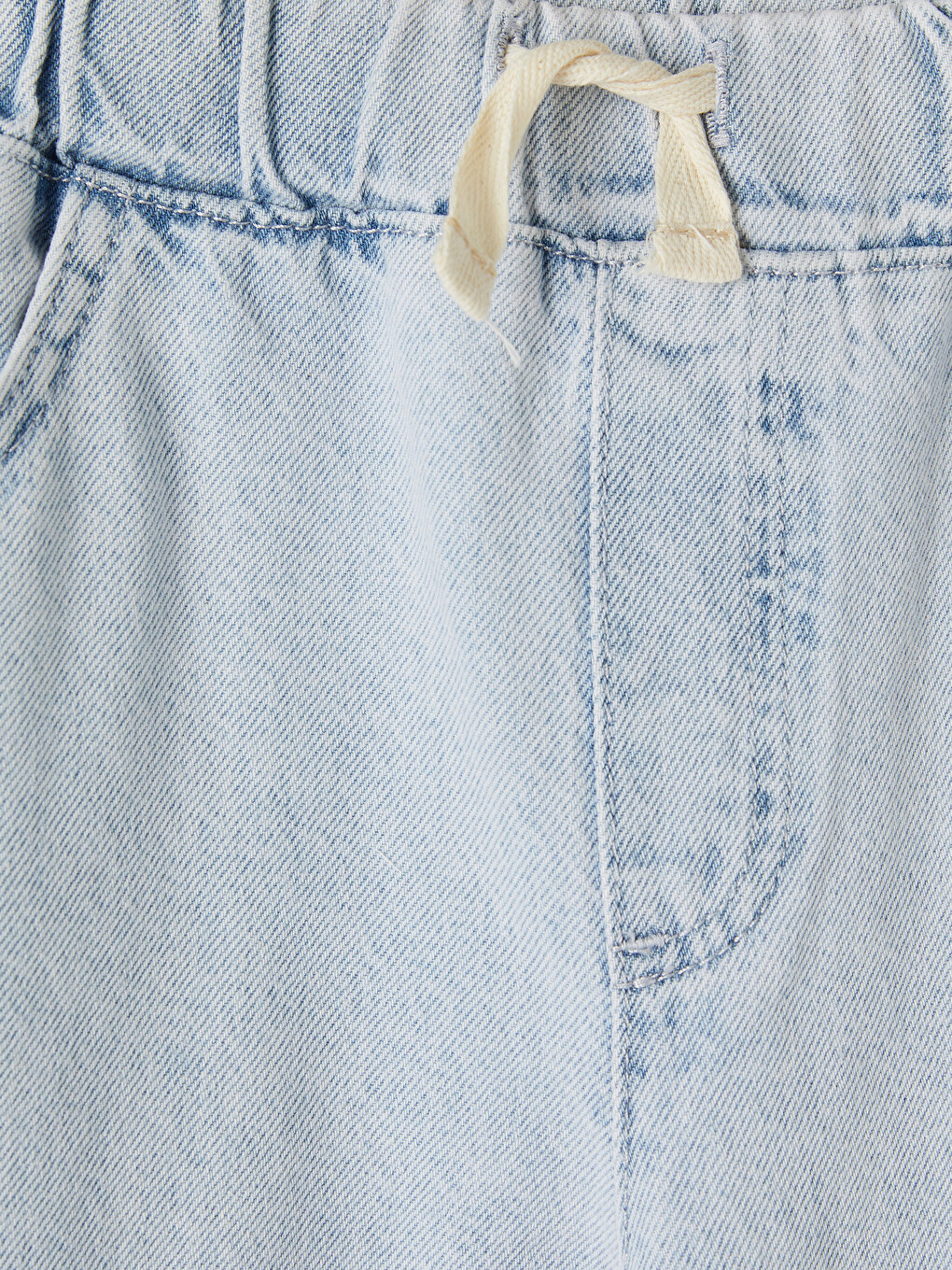 Mavi Wideleg Stitch Ve Angel Baskılı Kız Çocuk Jean Pantolon-1