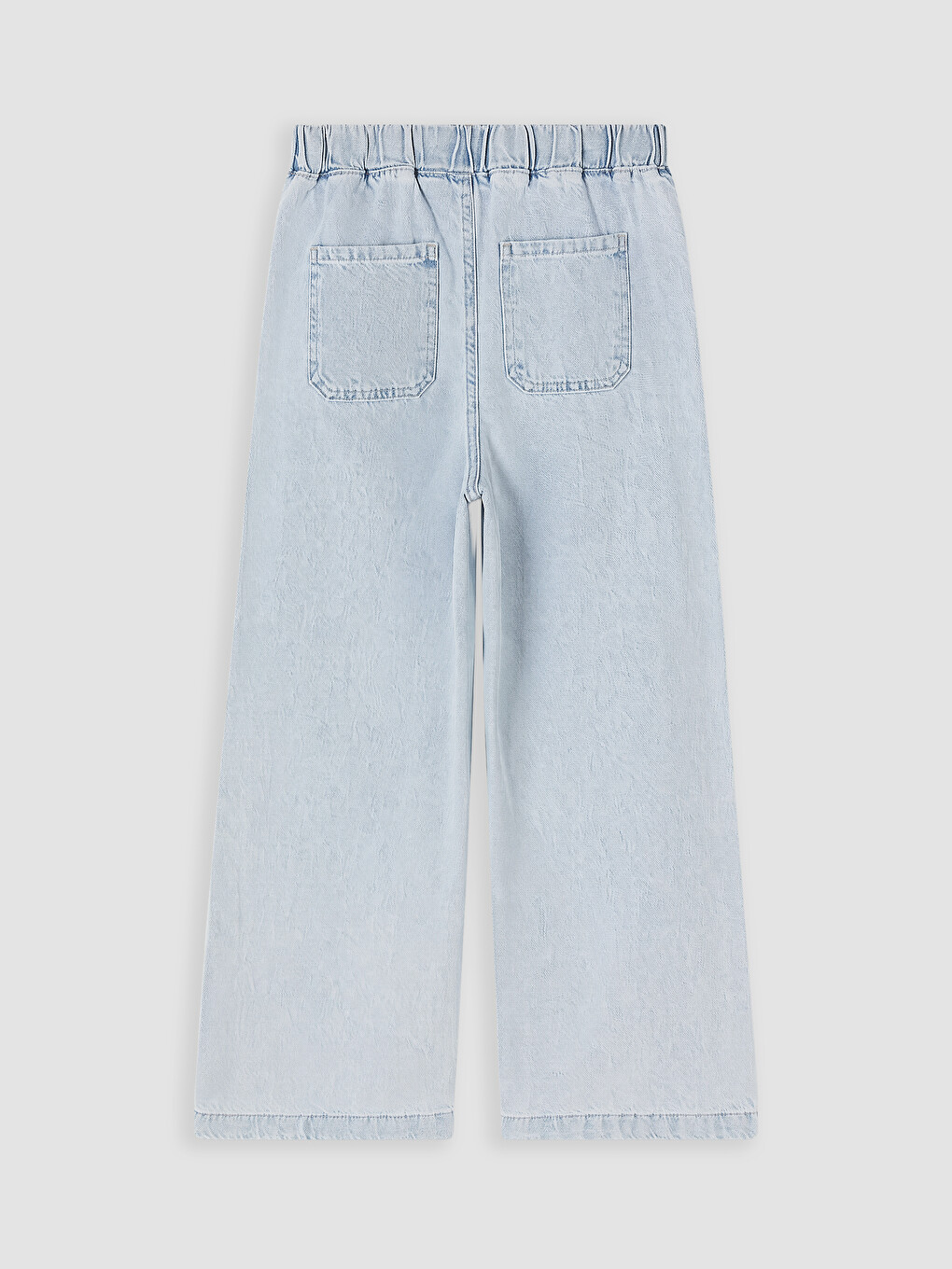 Mavi Wideleg Stitch Ve Angel Baskılı Kız Çocuk Jean Pantolon-2