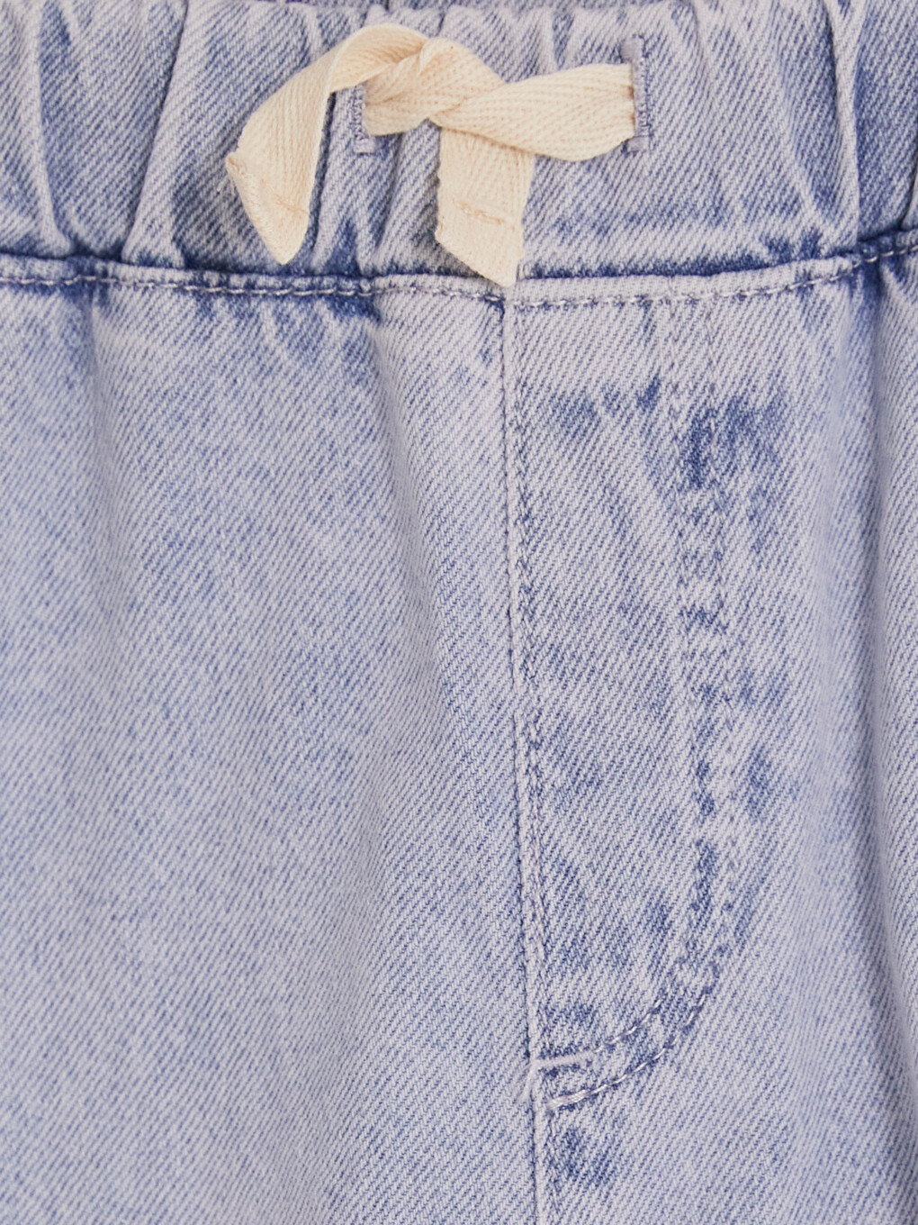 Mavi Wideleg Stitch Ve Angel Baskılı Kız Çocuk Jean Pantolon-1